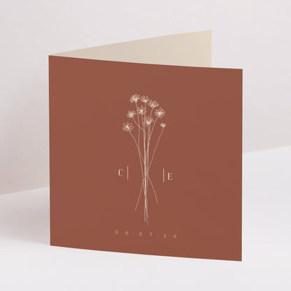Hochzeitseinladung Doppelflügiges Quadrat Silhouette - Feldblumen foto N° 1