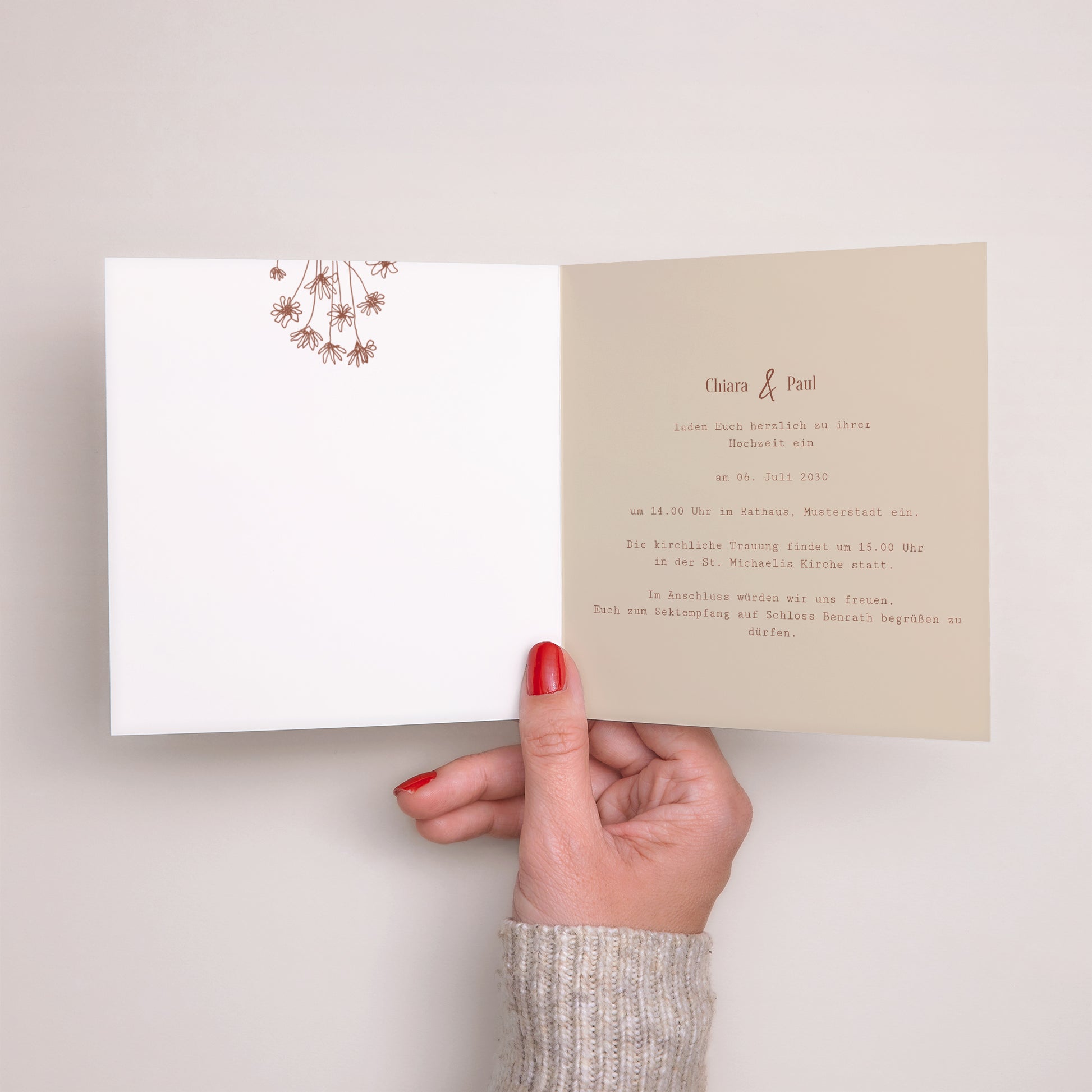 Hochzeitseinladung Doppelflügiges Quadrat Silhouette - Feldblumen foto N° 2