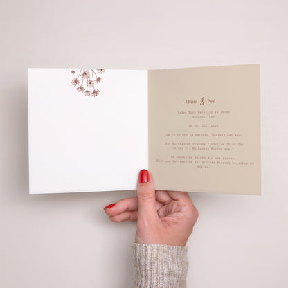 Hochzeitseinladung Doppelflügiges Quadrat Silhouette - Feldblumen foto N° 2