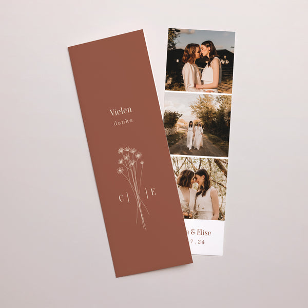 Dankeskarte Hochzeit Fotoautomaten Lesezeichen Silhouette - Feldblumen foto