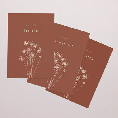 Tischnummern Hochzeit Rechteck Silhouette - Feldblumen foto N° 1