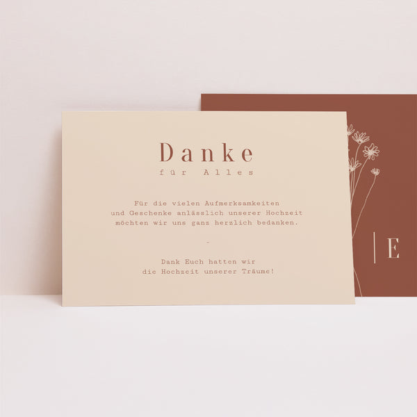 Dankeskarte Hochzeit Landschaft Silhouette - Feldblumen foto