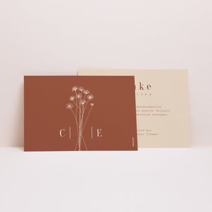 Dankeskarte Hochzeit Landschaft Silhouette - Feldblumen foto N° 2