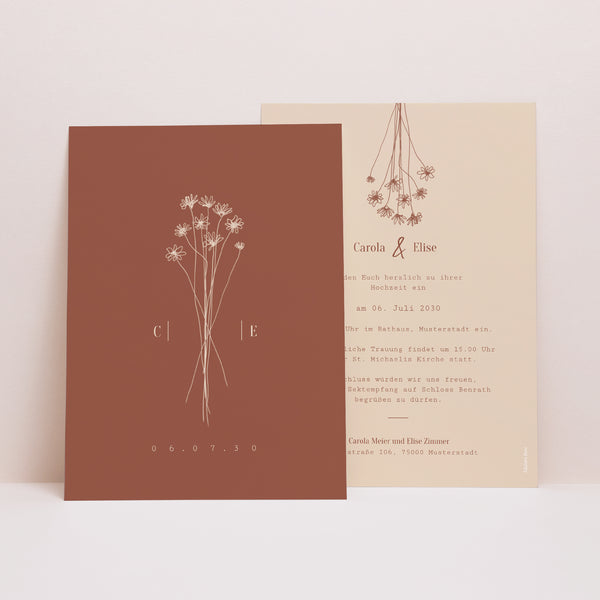 Hochzeitseinladung Silhouette - Feldblumen foto