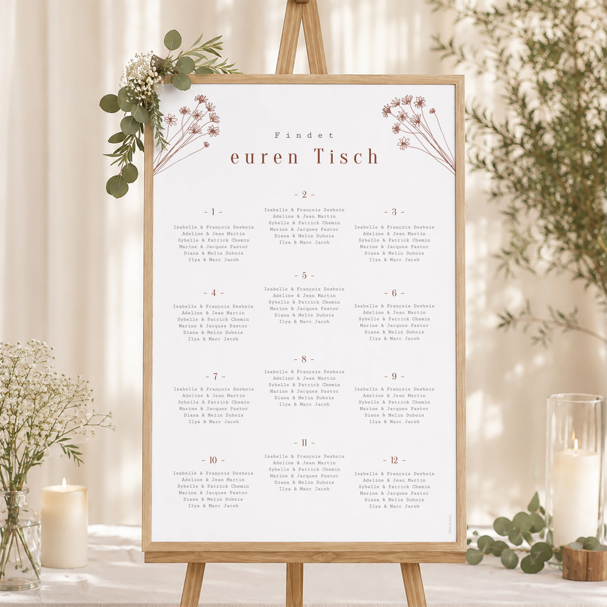 Sitzplan Hochzeit Porträt Silhouette - Feldblumen foto N° 1