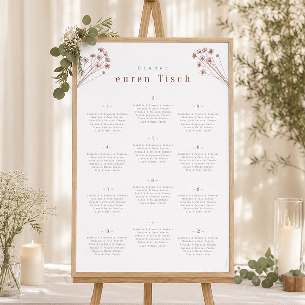 Sitzplan Hochzeit Porträt Silhouette - Feldblumen foto