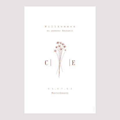 Begrüßungstafel Hochzeit Porträt 60 x 90 cm Silhouette - Feldblumen foto N° 2