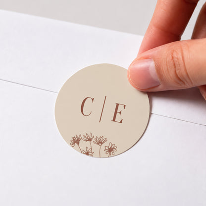 Sticker Hochzeit Rund Silhouette - Feldblumen foto N° 1