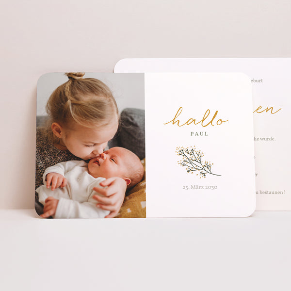 Geburtskarten Landschaft, abgerundete Ränder Guten Morgen, kleiner goldener Strang foto