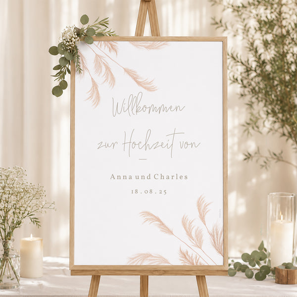 Begrüßungstafel Hochzeit Porträt 60 x 90 cm Viva la pampa foto