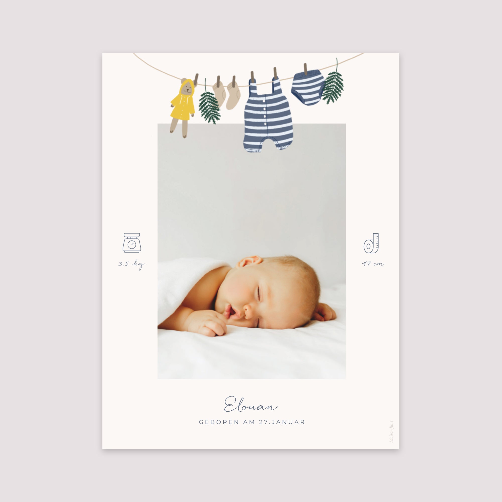 Poster Geburt Porträt Garderobe kleiner Seemann foto N° 2