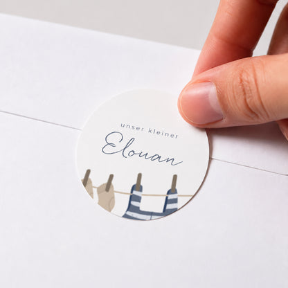 Sticker Geburt Rund Garderobe kleiner Seemann foto N° 1