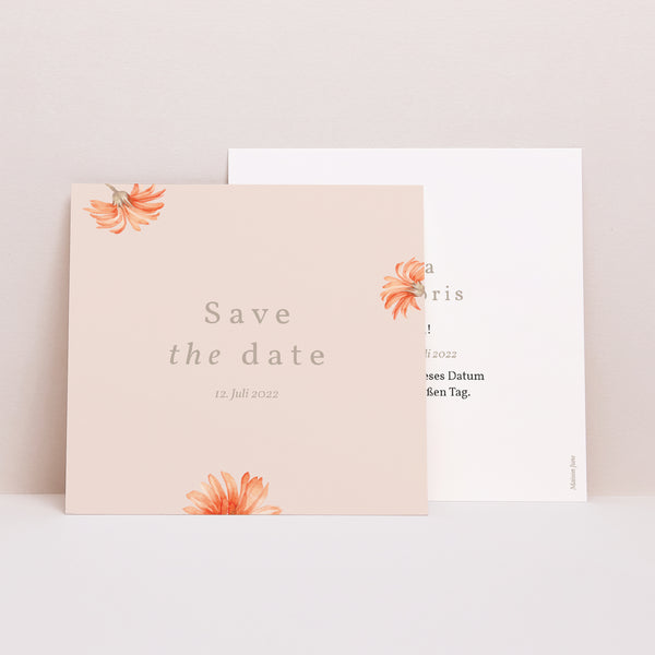Save the date Karte Hochzeit Quadrat Sommersonnenwende-Kranz foto