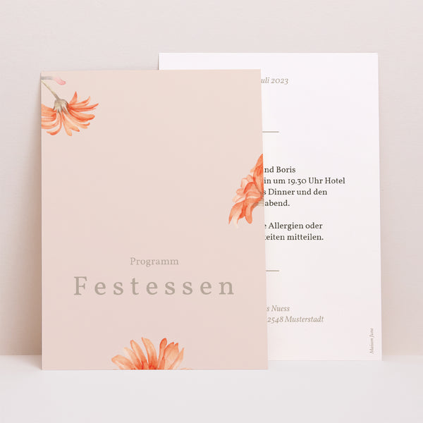 Einladungskarte Hochzeit Porträt Sommersonnenwende-Kranz foto