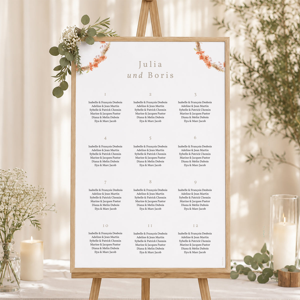Sitzplan Hochzeit Porträt Sommersonnenwende-Kranz foto N° 1