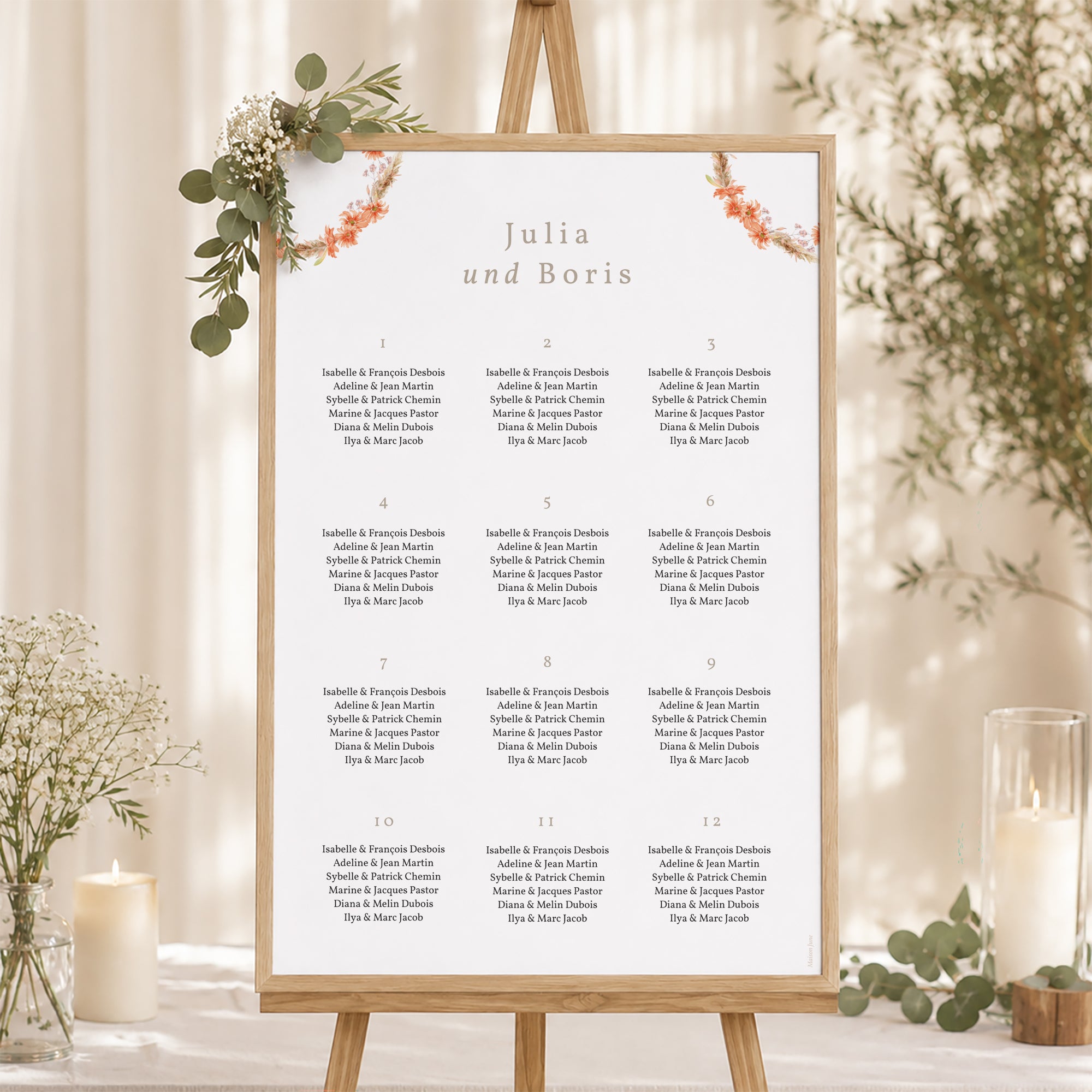 Sitzplan Hochzeit Porträt Sommersonnenwende-Kranz foto N° 1