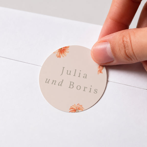 Sticker Hochzeit Rund Sommersonnenwende-Kranz foto