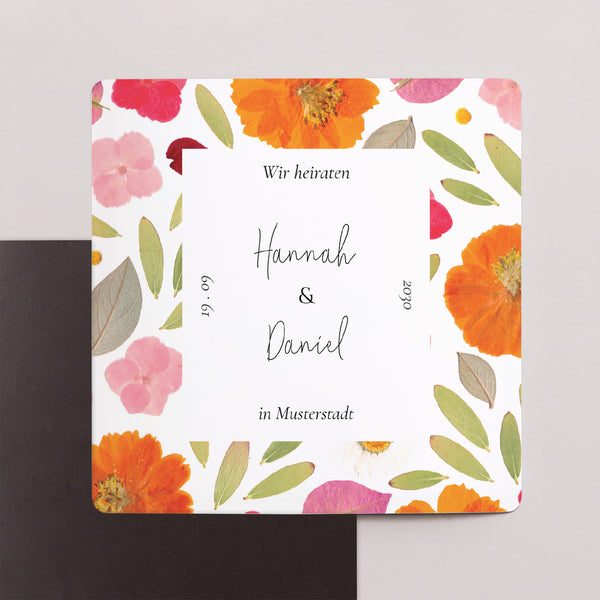 Save the date Karte Hochzeit Satz von 9, magnetisch. Herbarium-Blüten foto