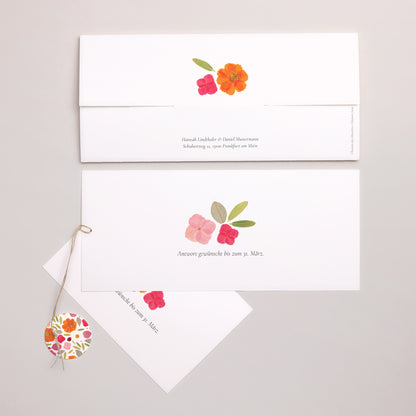 Hochzeitseinladung Mappe 2 Karten, Etikett Herbarium-Blüten foto N° 4