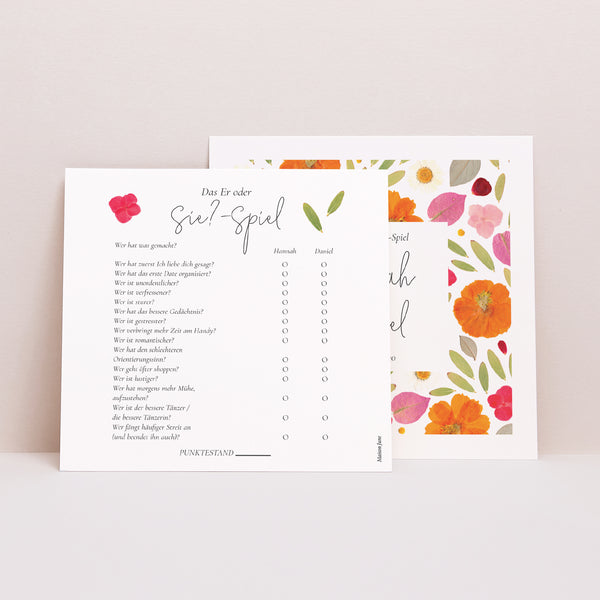 Spiel Hochzeit Quadrat Herbarium-Blüten foto