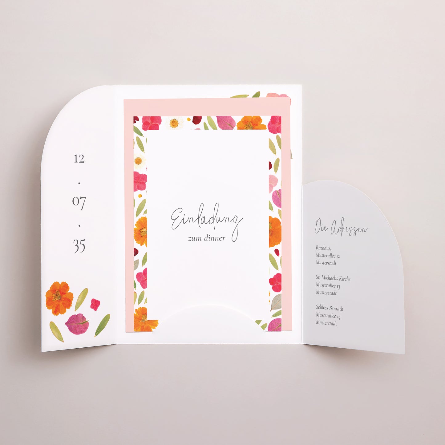 Hochzeitseinladung Hülle für 2 Karten Herbarium-Blüten foto N° 3
