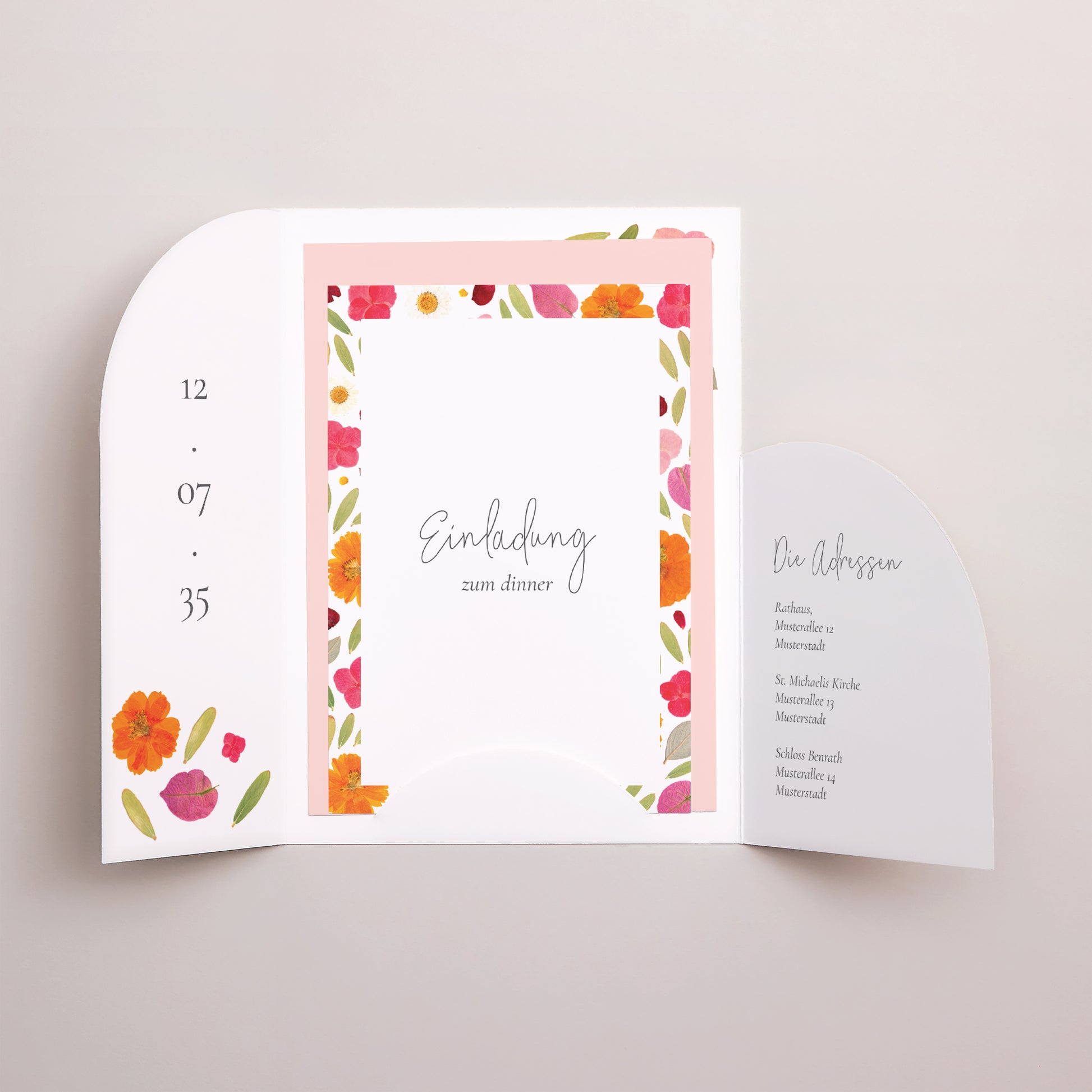 Hochzeitseinladung Hülle für 2 Karten Herbarium-Blüten foto N° 3