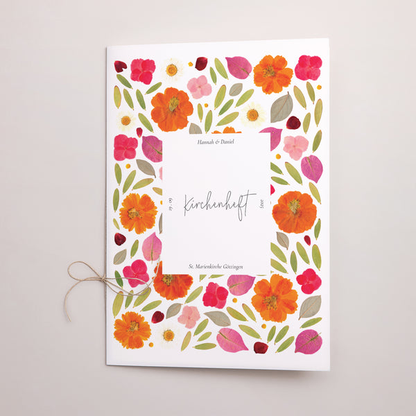 Kirchenheft Hochzeit Doppelflügel Herbarium-Blüten foto