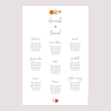 Sitzplan Hochzeit Porträt Herbarium-Blüten