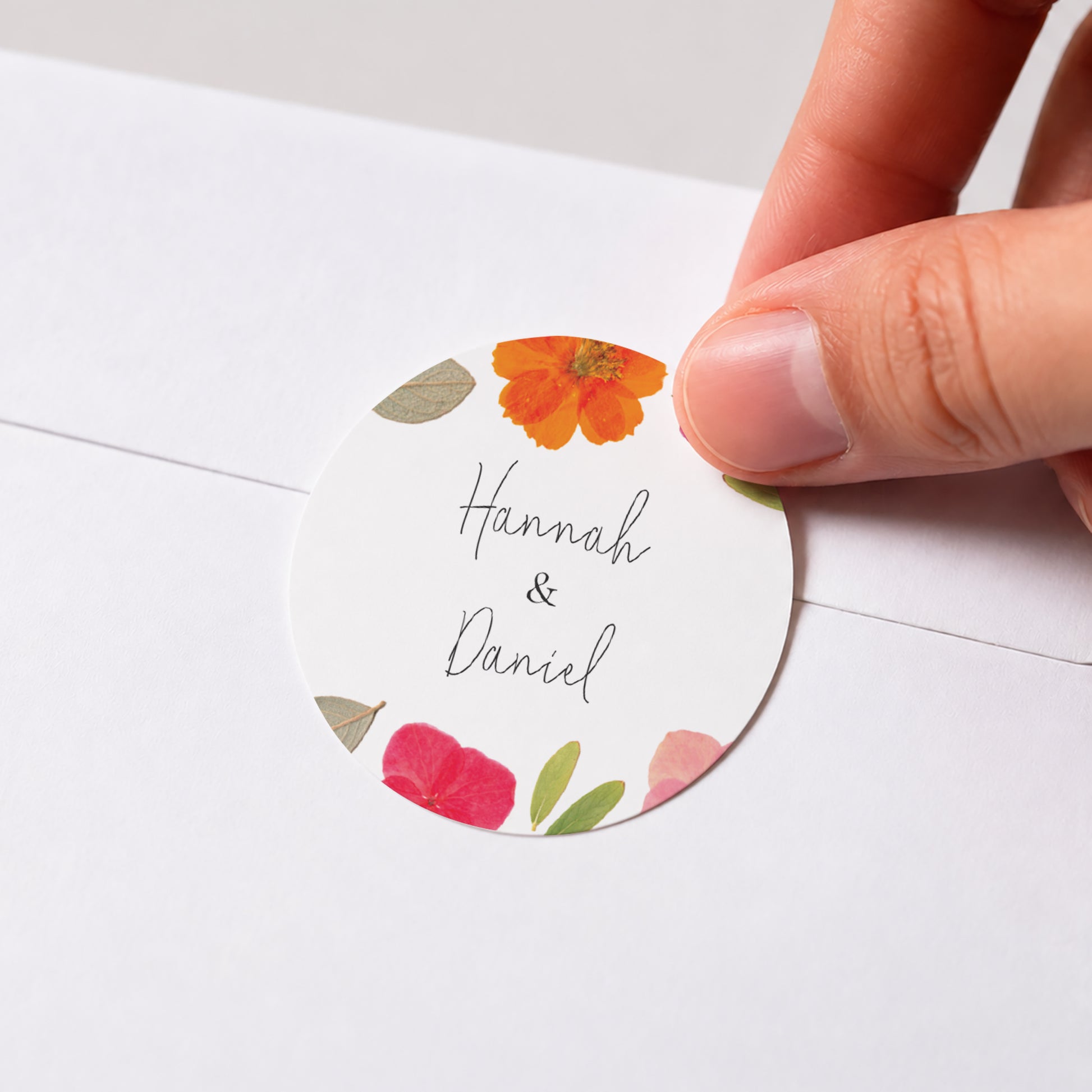 Sticker Hochzeit Rund Herbarium-Blüten foto N° 1