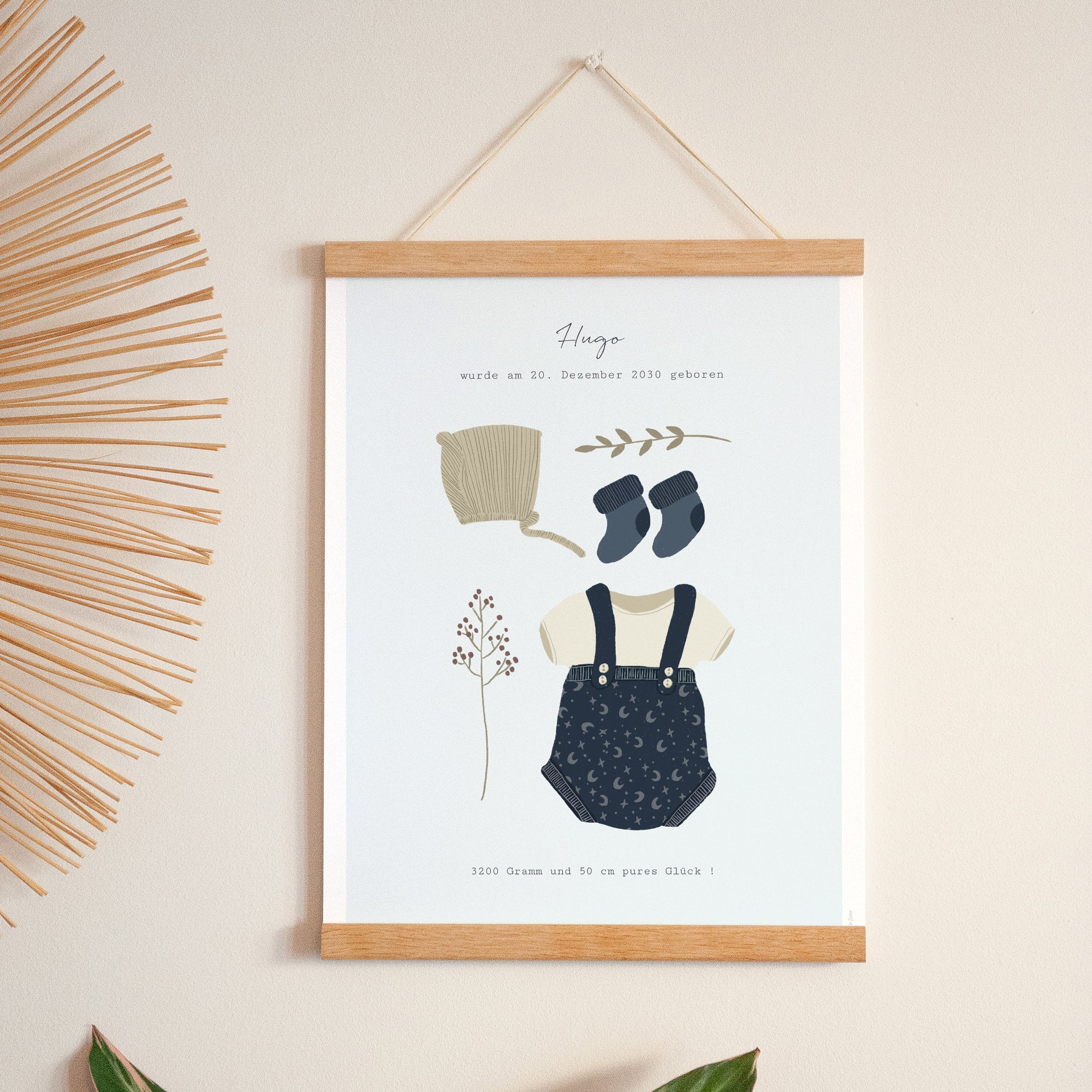 Poster Geburt Porträt Garderobe für Jungen Hintergrund grau grün foto N° 1