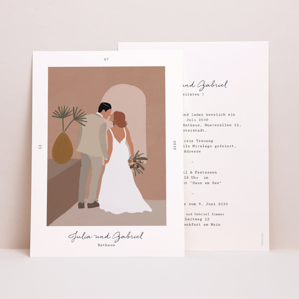 Hochzeitseinladung Porträt Paar zum Zusammenstellen im Boho-Stil foto