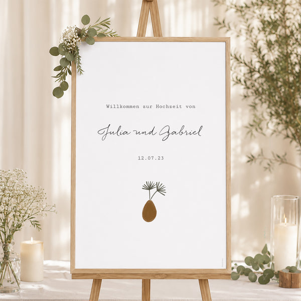 Begrüßungstafel Hochzeit Porträt 60 x 90 cm Paar zum Zusammenstellen im Boho-Stil foto