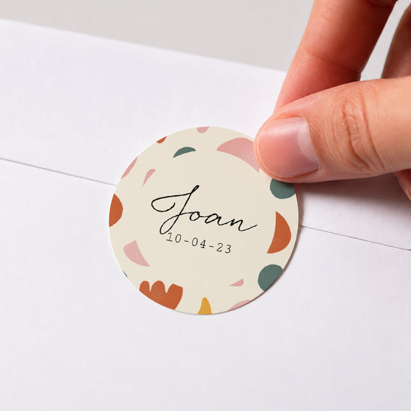 Sticker Geburt Rund Abstrakte Formen farbig Akkordeon foto