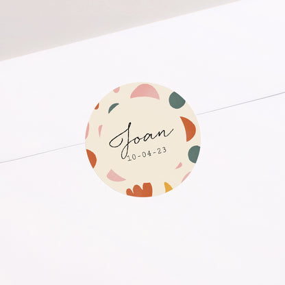 Sticker Geburt Rund Abstrakte Formen farbig Akkordeon foto N° 2