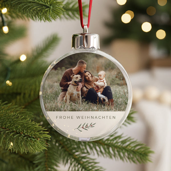 Weihnachtskugel Weihnachten Runde Pflanzenrahmen foto