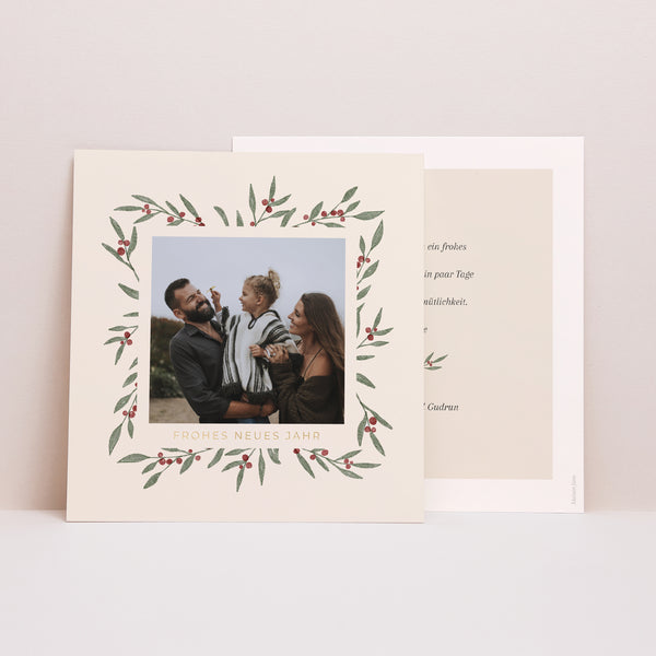 Weihnachtskarte Weihnachten Quadrat Pflanzenrahmen foto