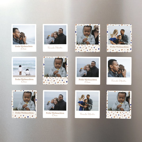Fotoabzug Weihnachten Pack mit 12, magnetisch Zierkiesel & Goldrand foto
