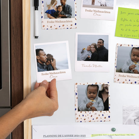 Fotoabzug Weihnachten Pack mit 12, magnetisch Zierkiesel & Goldrand
