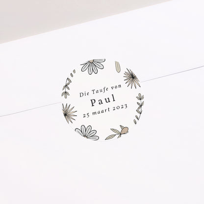 Sticker Taufe Rund Gedichte mit grauem Bleistift und Foto foto N° 2