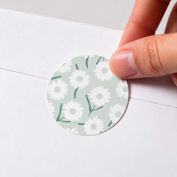 Sticker Taufe Rund Gänseblümchen, Junge foto
