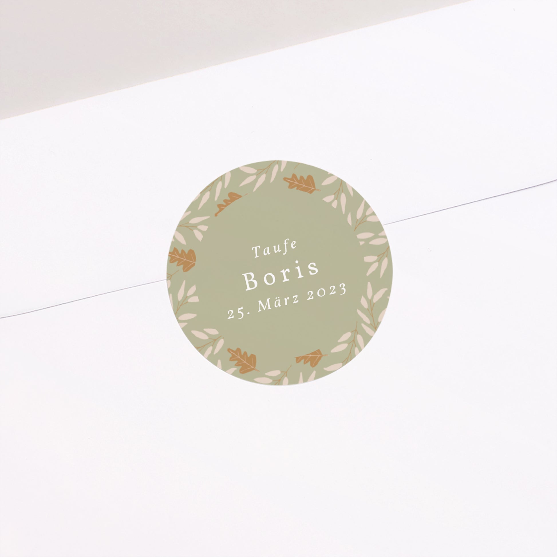 Sticker Taufe Rund Herbstblätter, Junge foto N° 2