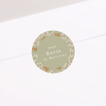 Sticker Taufe Rund Herbstblätter, Junge foto N° 2