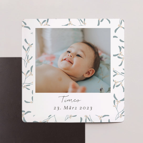 Dankeskarte Taufe Satz von 9, magnetisch. Baby, Kissen für Jungen foto