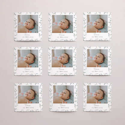 Dankeskarte Taufe Satz von 9, magnetisch. Baby, Kissen für Jungen foto N° 3