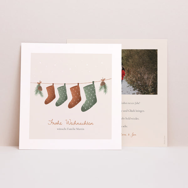 Weihnachtskarte Weihnachten Quadrat Weihnachtsbaumzweige foto