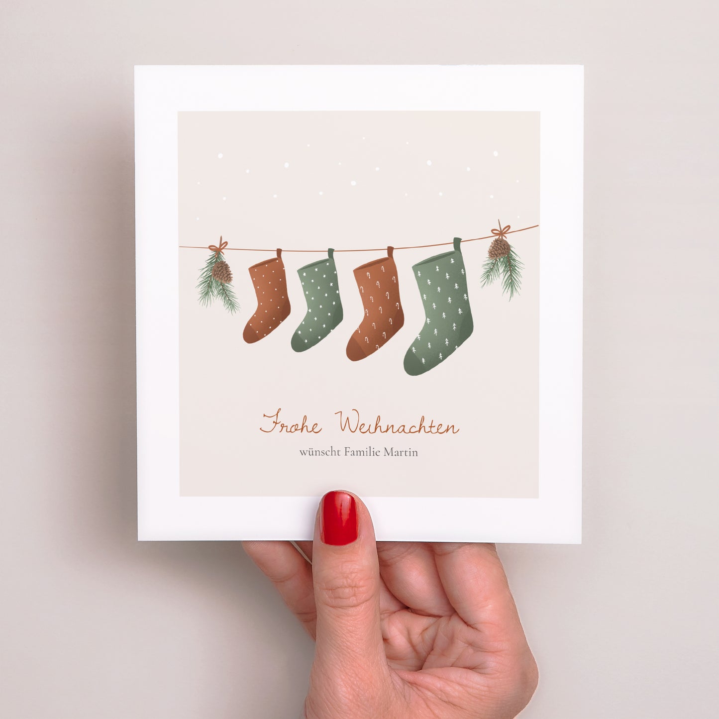 Weihnachtskarte Weihnachten Quadrat Weihnachtsbaumzweige foto N° 2