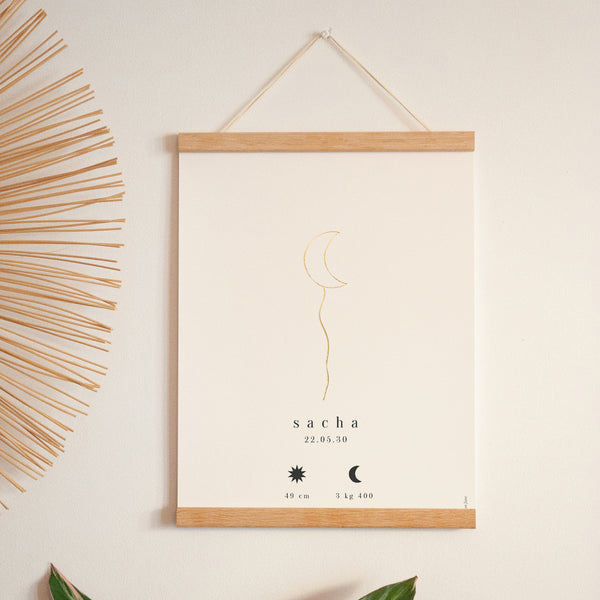 Poster Geburt Porträt Goldener Mond foto