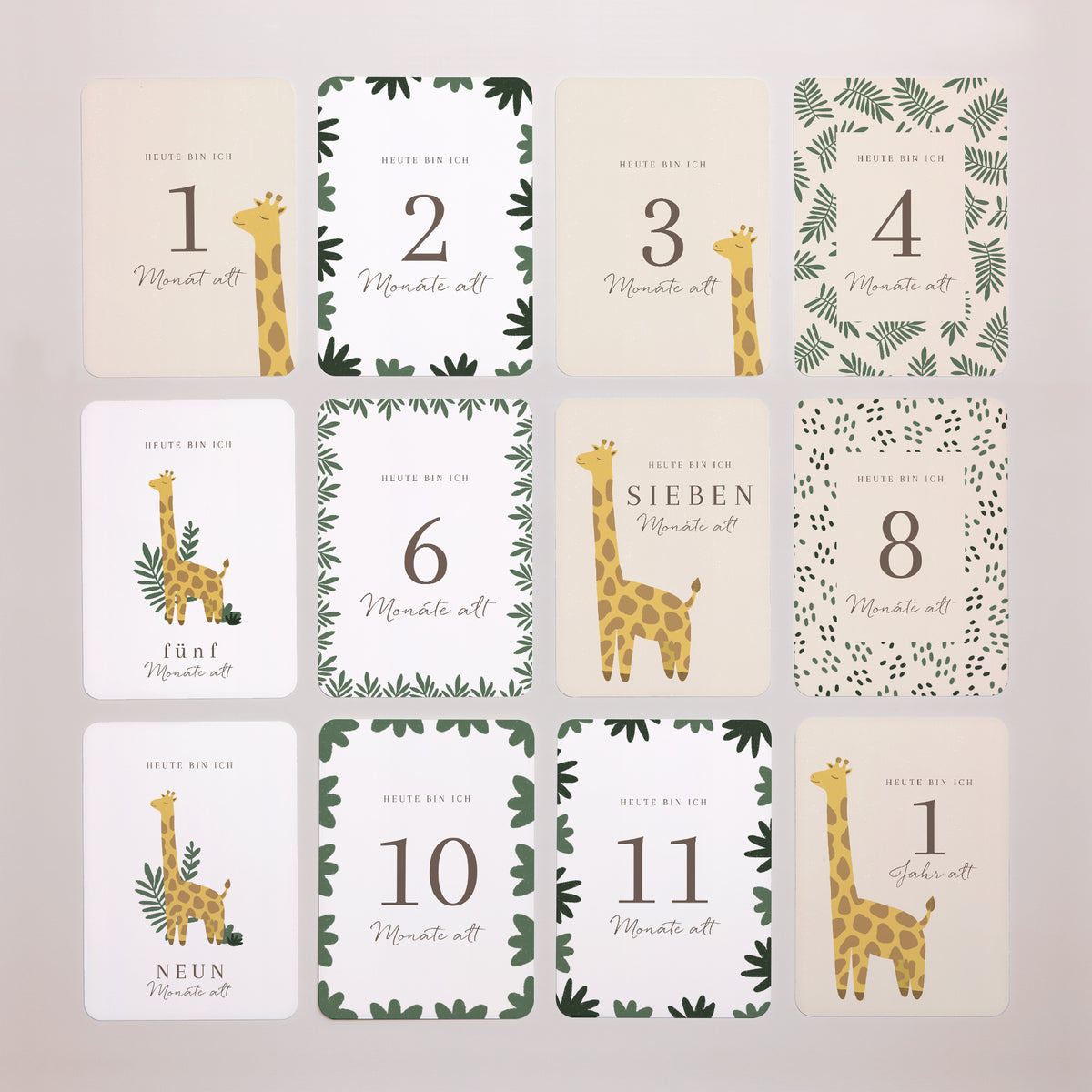 Meilenstein Karten Geburt 12er-Pack Giraffe Savanne foto N° 3