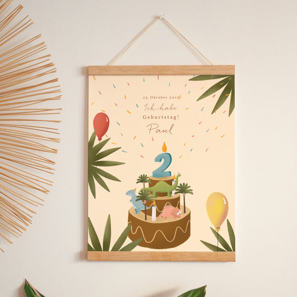 Poster Kindergeburtstag Porträt Kleiner Dinosaurier foto