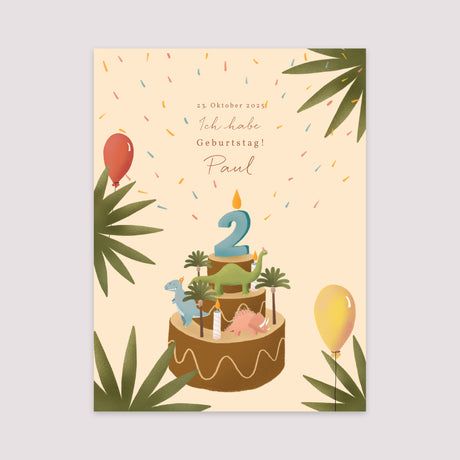 Poster Kindergeburtstag Porträt Kleiner Dinosaurier
